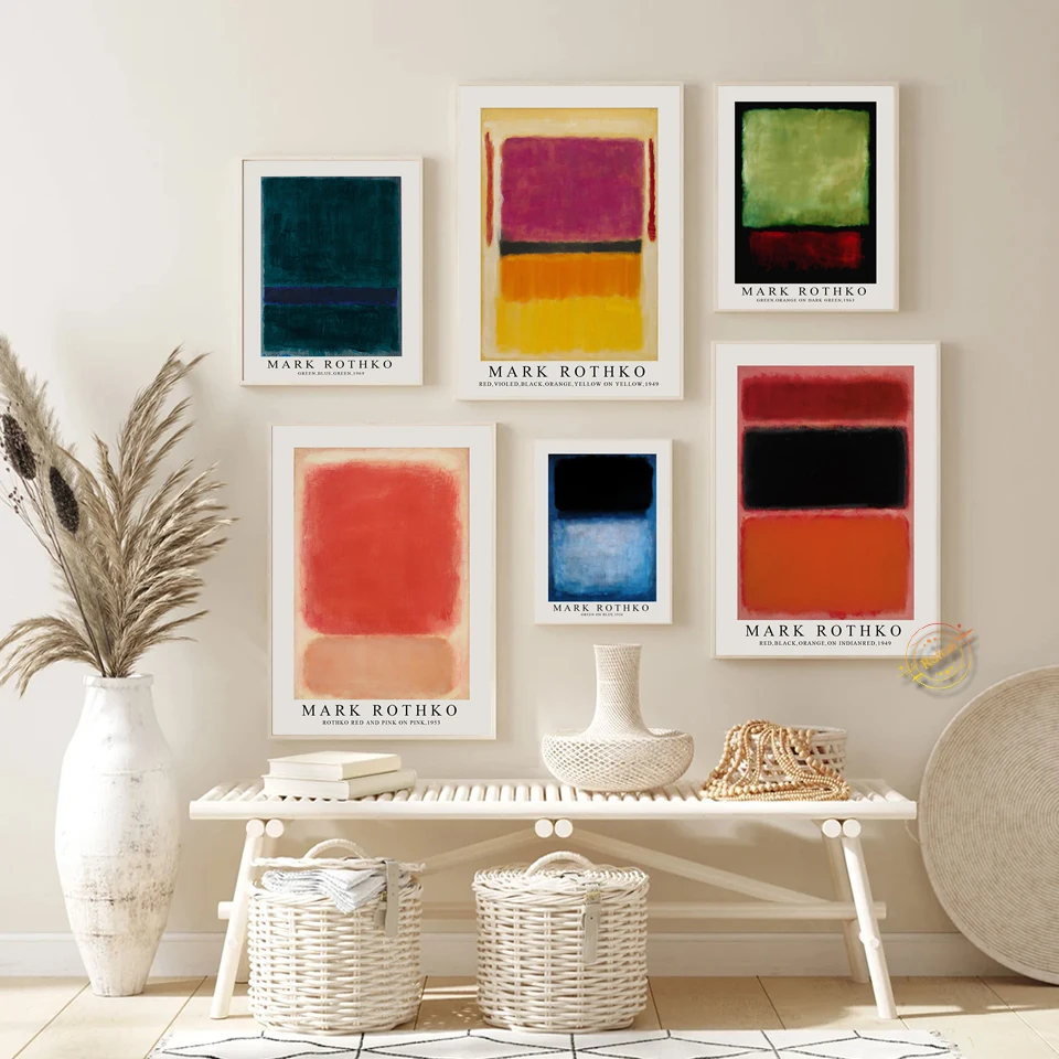 

Абстрактный постер Mark Rothko, Многоцветная Картина на холсте, настенный рисунок в скандинавском стиле, Современное украшение для гостиной и до...