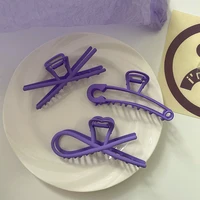 2022 new women girl elegant purple geometric metal hair claw vintage hair clips headband hairpin hair crab hair accessories