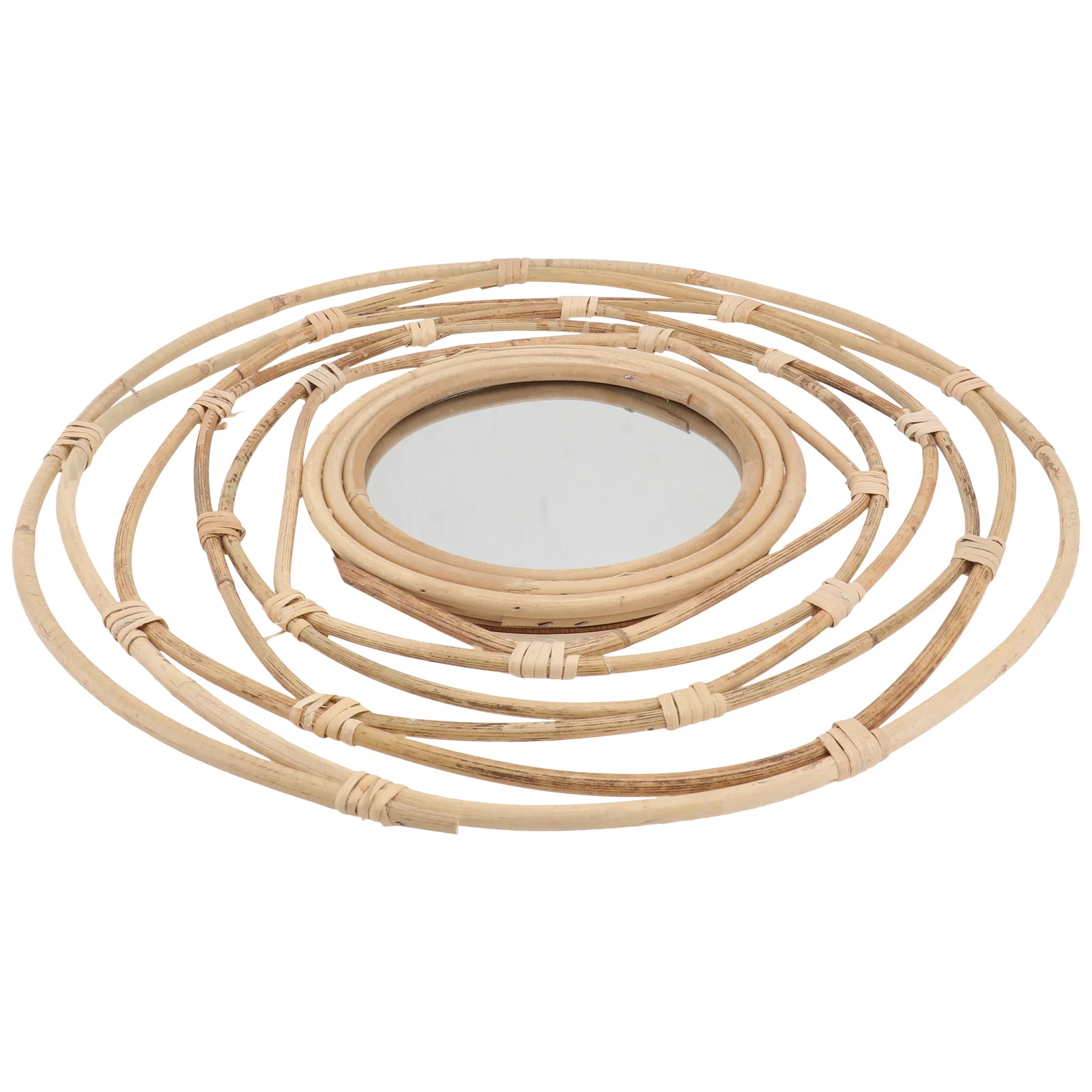 

Wicker Decorative Mirror Nordic Willow Woven Wall Weaving Makeup Wooden Hand Photographing Style