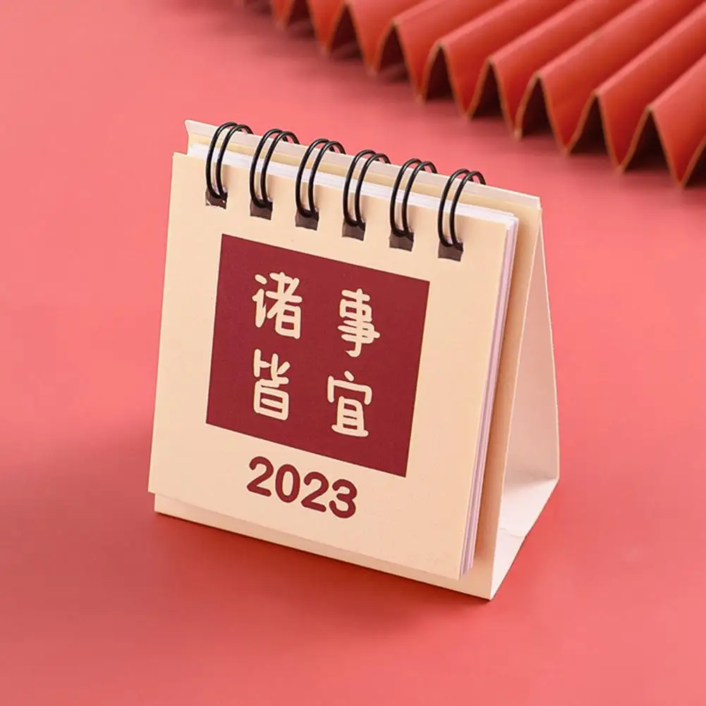 

Desktop Calendar Tear-Resistant Desk Calendar Lightweight Time Management Plan Novel 2023 Standing Flip Calendar