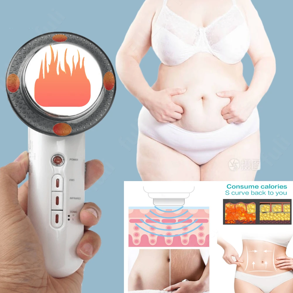 

3 in 1 Ultrasound Cavitation Massager With Body Slimming Gel Infrared EMS Weight Loss Face Reduction Fat Burner Anti cellulite