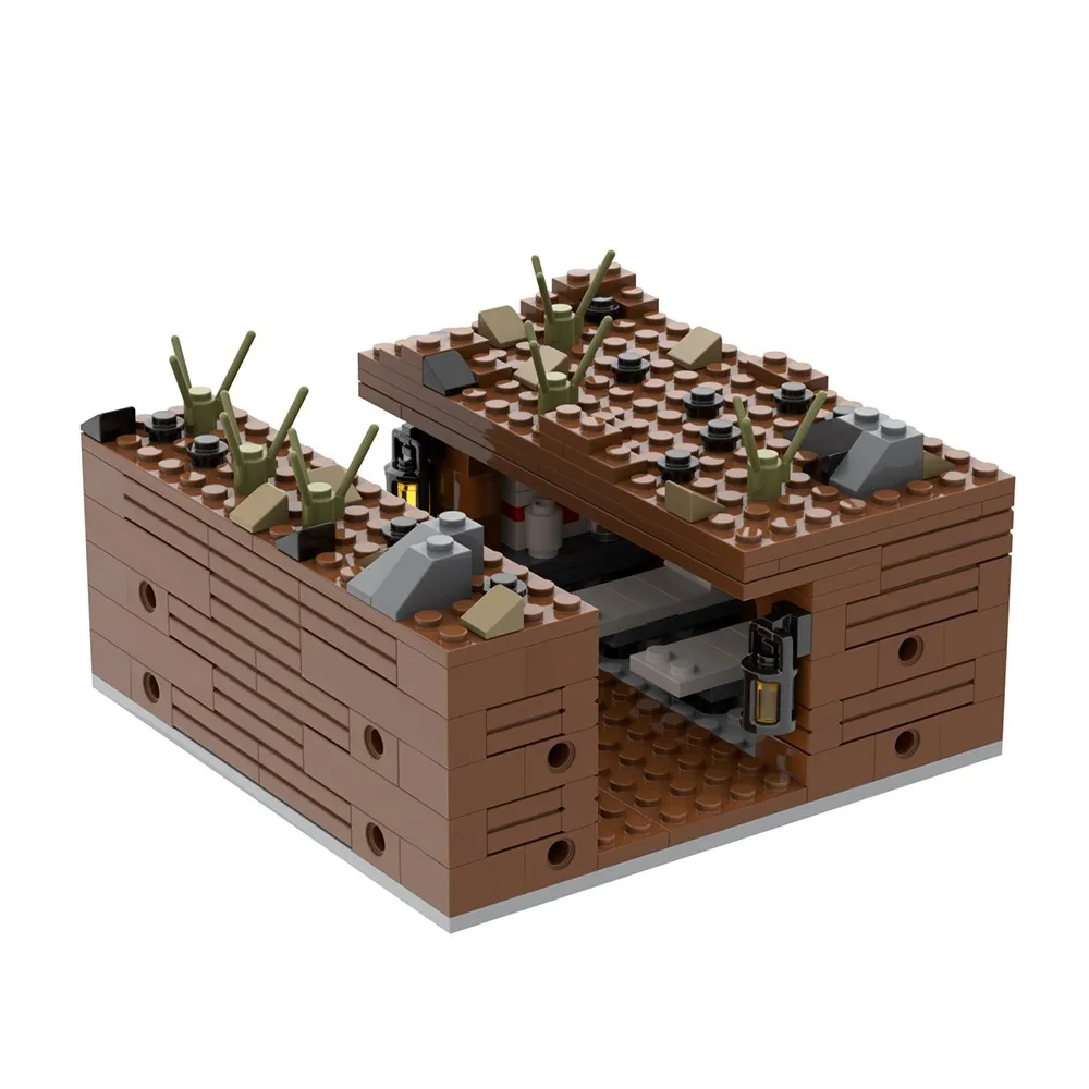 Военный тренчкот MOOXI модель кубики MOC WW2 фигурки героев поля боя крепость руины