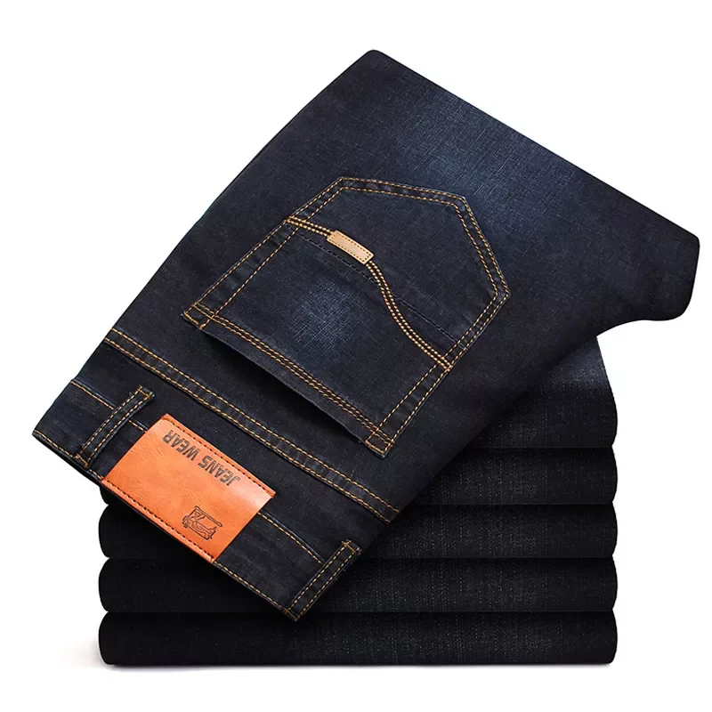 New2022 44 Spring and Autumn New Classic Men's Large Size Jeans Fashion Business Casual Stretch Slim Black Blue Men's Br