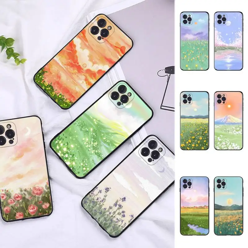 

Korean Sunset Scenery Phone Case for Vivo Y91C Y11 17 19 17 67 81 Oppo A9 2020 Realme c3