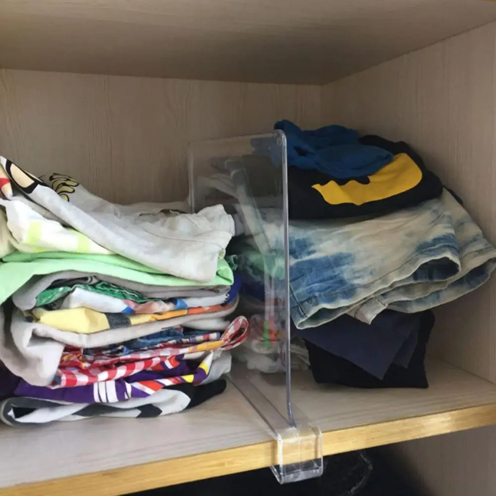 

Useful Shelf Separators Simple Stylish Partition Shelf Acrylic Transparent Shelf Separators for Home Wardrobe Partition