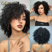 gemma short black kinky curly synthetic lace front wigs for black women cosplay lace wig with baby hair heat resistant fiber