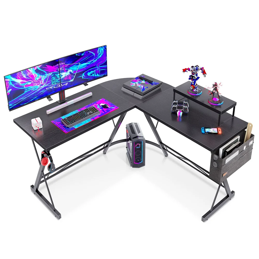 

L Shaped Gaming Desk Home Office Computer Table with Large Monitor Stand Desktop Workstation and Round Corner Apply to Gamer