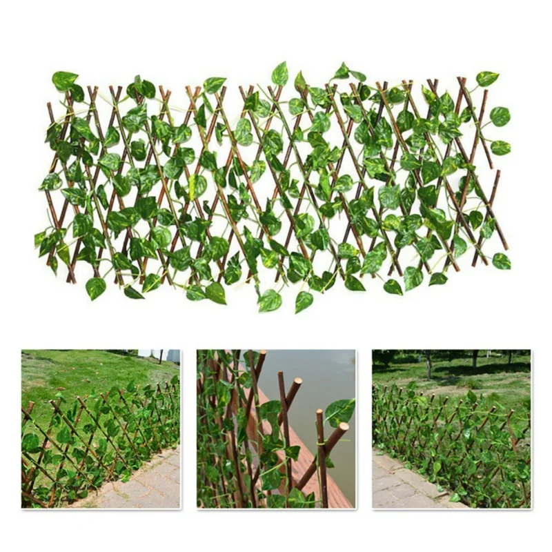 Expandable Fence Privacy Screen for Balcony Patio Outdoor Decorative Faux Ivy Fencing Panel Artificial Hedges for Home Decor