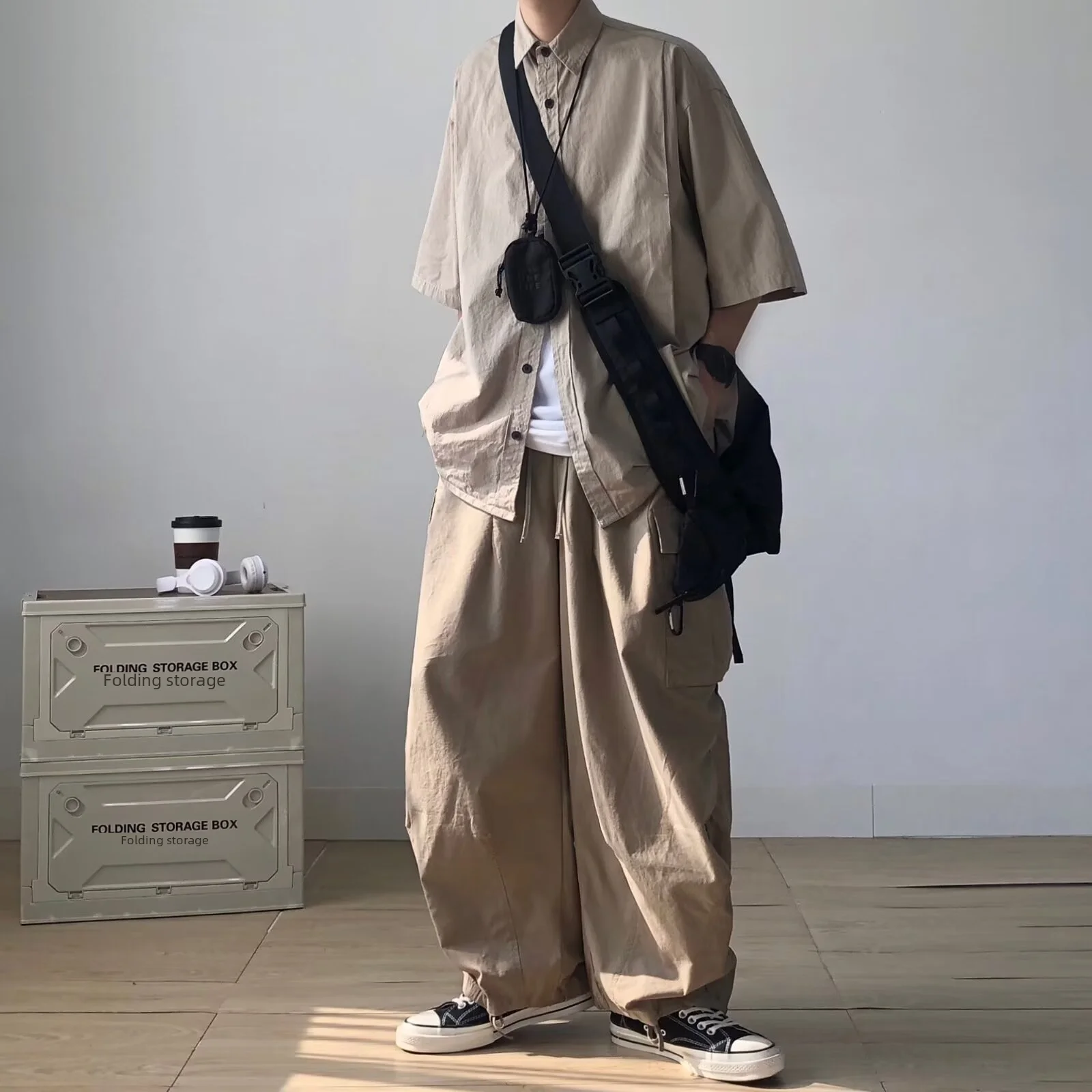 Мужская винтажная рубашка в японском стиле