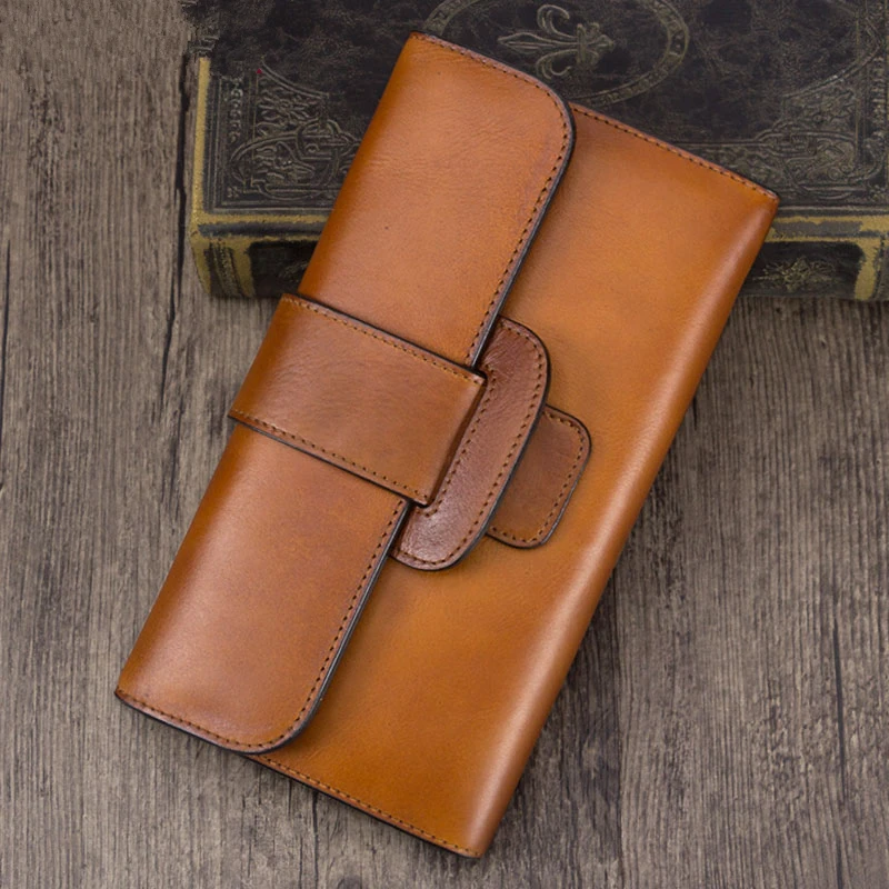 Длинный кошелек-книжка из натуральной кожи Женский высококачественный кожаный