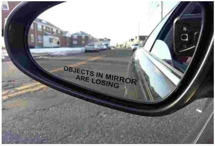 For (1Pair/2Pcs) Objects in Mirror are Losing Decal Black Etched Glass Funny Sticker