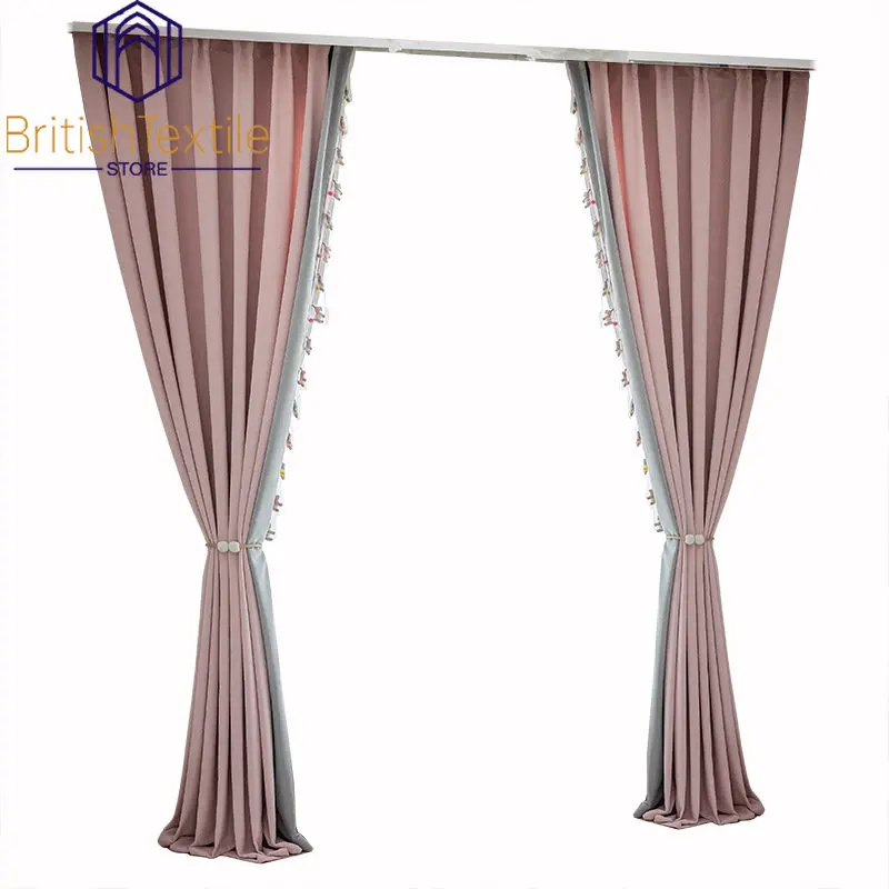 Современные занавески для гостиной столовой спальни вельветовые розовые и серые
