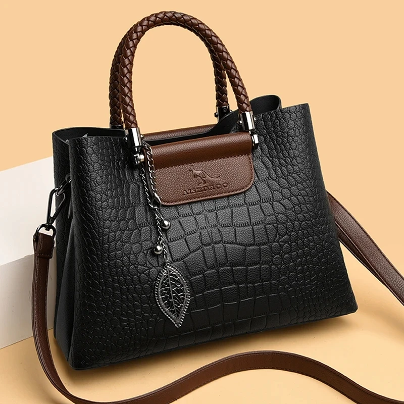 

2023 New 3 Layers Pocket Handbag High Quality Leather Women Diagonal Ladies Shoulder Messenger Bags Tote