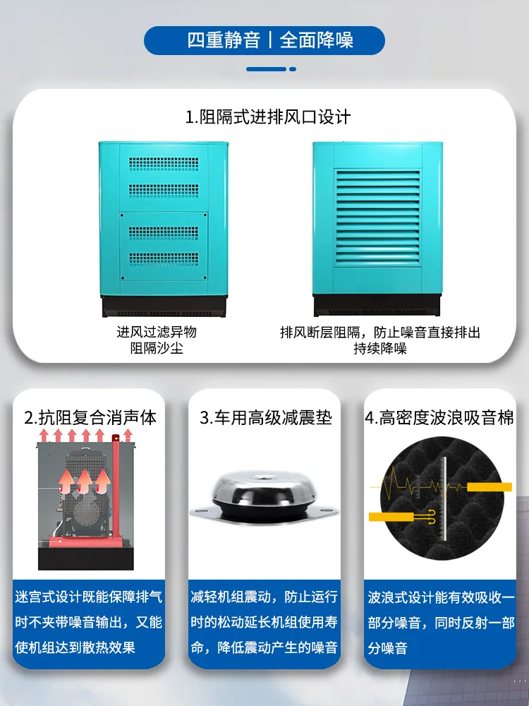 Бесшумный дизельный генераторный комплект 30/50/100/150/200/250/300 кВт трехфазный 380 В