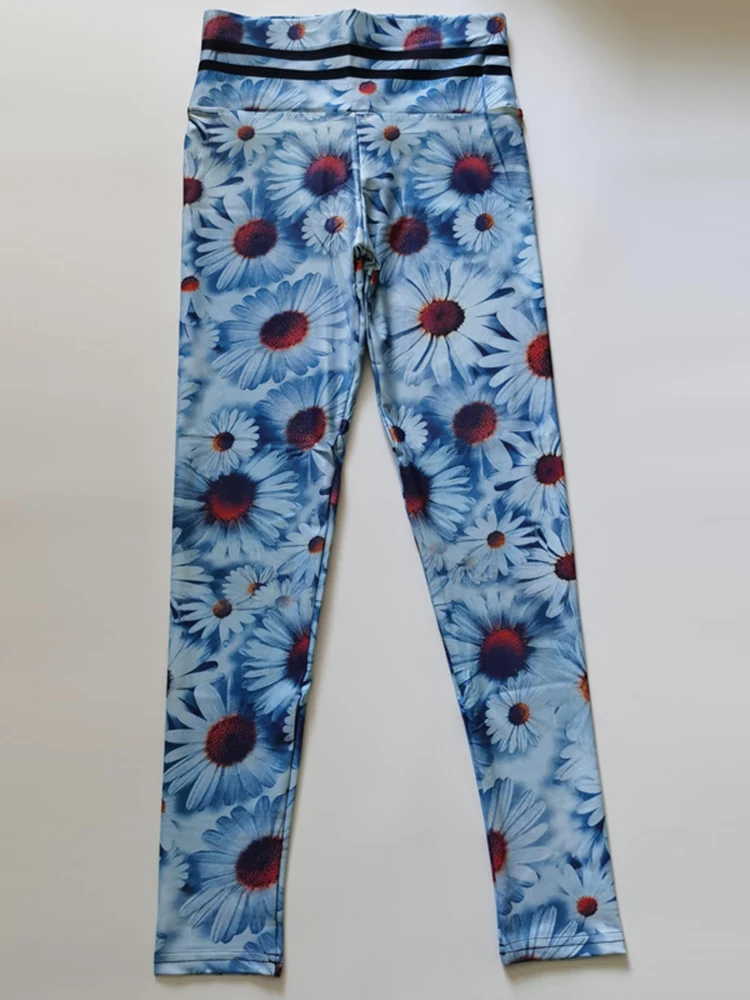 Chrysanthemum Print High Waist Push Up Gym Leggings Women Fashion Sport Leggins Skinny Stretch Fitness Jegging Drop Shipping