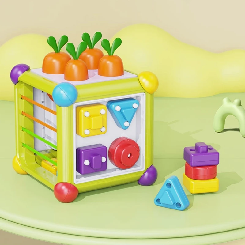 

HUYU 2 in 1 Montessori Early Education Puzzle for Toddlers Sturdy Busy Cube Toy