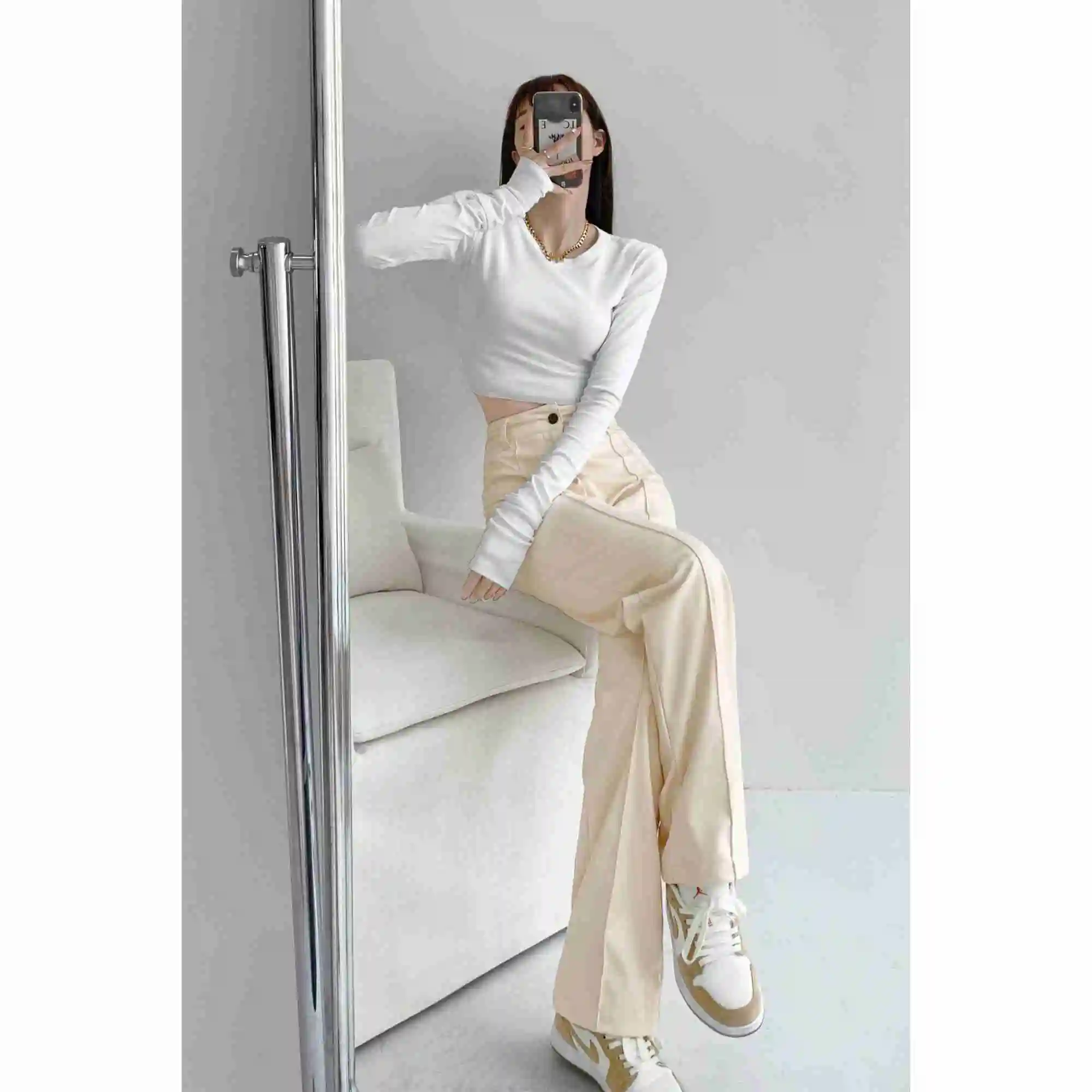

2022 spring WOMEGAGA and autumn retro casual style high waist slim straight pants women's elegant simple fashion trousers X8E7