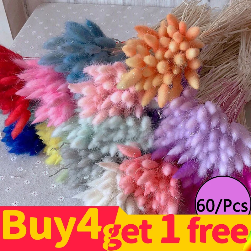 

Buy 4 Get 1 Free High Quality Natural Dried Flower Rabbit Tail Pampas Reed Dried Bouquet Wedding Party Decoration Plants