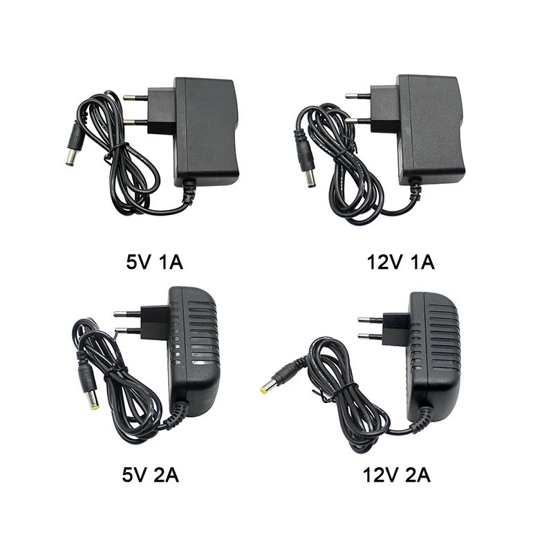 

100-240V AC To DC Power Adapter Supply 5V 12V 1A 2A EU Plug Micro USB Universal Charger Adaptor Converter for LED Light Srips