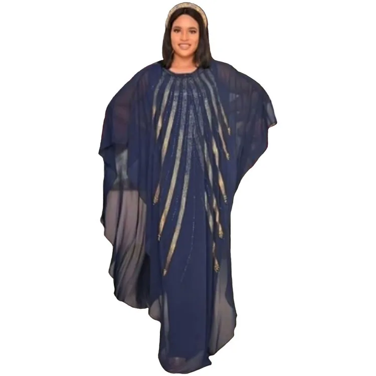 

2022 African Dresses for Women African Women Summer Long Sleeve Black Pink Blue Polyester Long Dress African Clothes Women