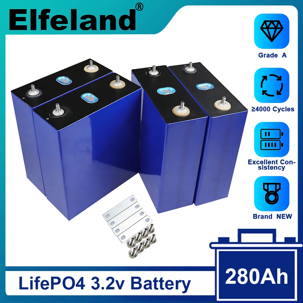 

New 3.2v 280ah lifepo4 battery diy 12v 280ah rechargeable battery for e-scooter rv solar energy storage system