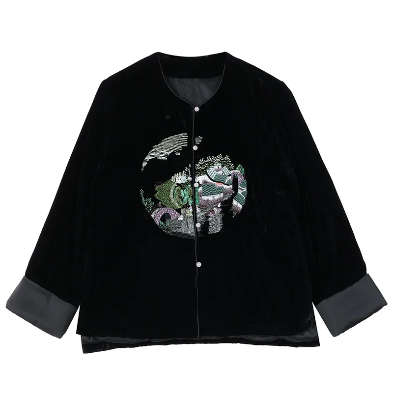 Осень-зима роскошный винтажный кардиган с длинными рукавами и вышивкой женский