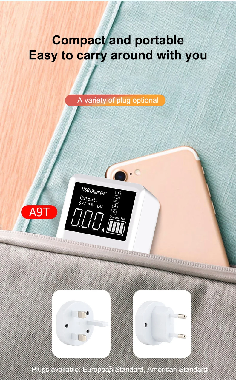 Portable Usb C Charger Type C Pd Usb Charger Wireless Chargers Led Display Quick Charger Mobile Phone Charger QC3.0 PD Adapter