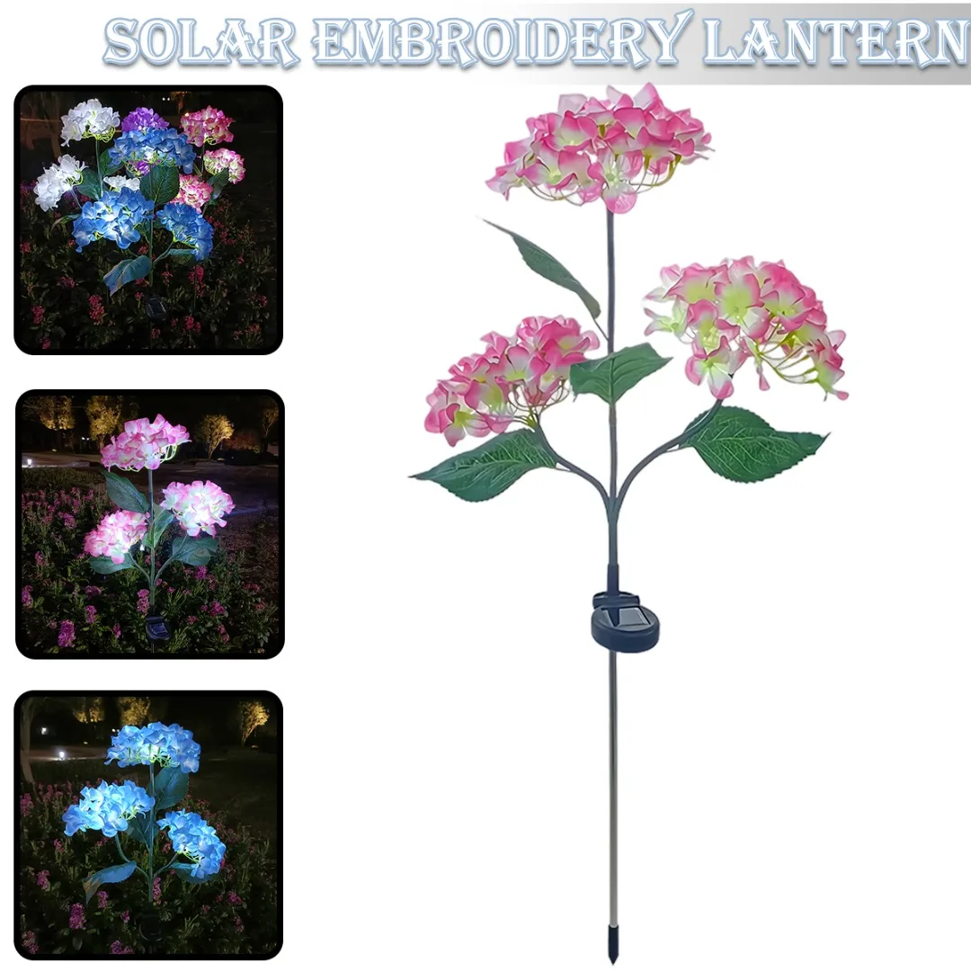 

Outdoor Solar Lights Hydrangea Garden Stake Lamp LED Flower Lights Waterproof Solar Path Lights For Home Garden Yard Decor