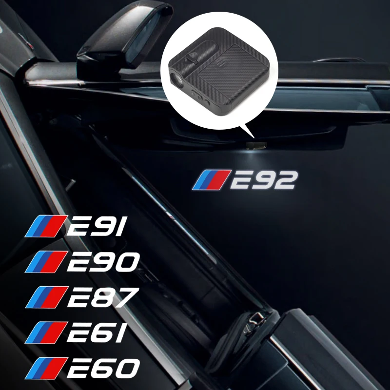 Фото 2 шт. светодиодные двери автомобиля для E61 E60 E91 E92 E90 E87 GT трехцветная спортивная эмблема свет приветственная лампа беспроводной проектор аксессуары №1