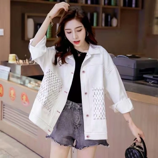 

Джинсовая куртка для девушек, повседневный ковбойский топ из денима, короткая женская верхняя одежда из денима, крутая джазовая одежда, на весну и осень