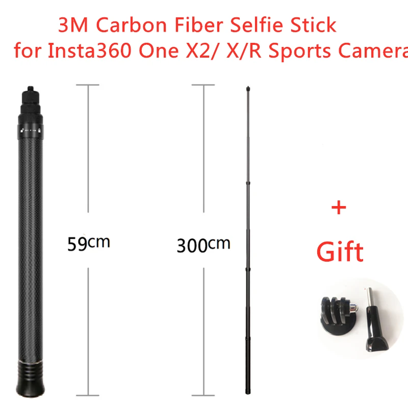 

1.5m 3m Super Long Carbon Fiber Invisible Selfie Stick for Insta360 X3 /DJI Action 3 /Gopro11 Camera Selfie Stick