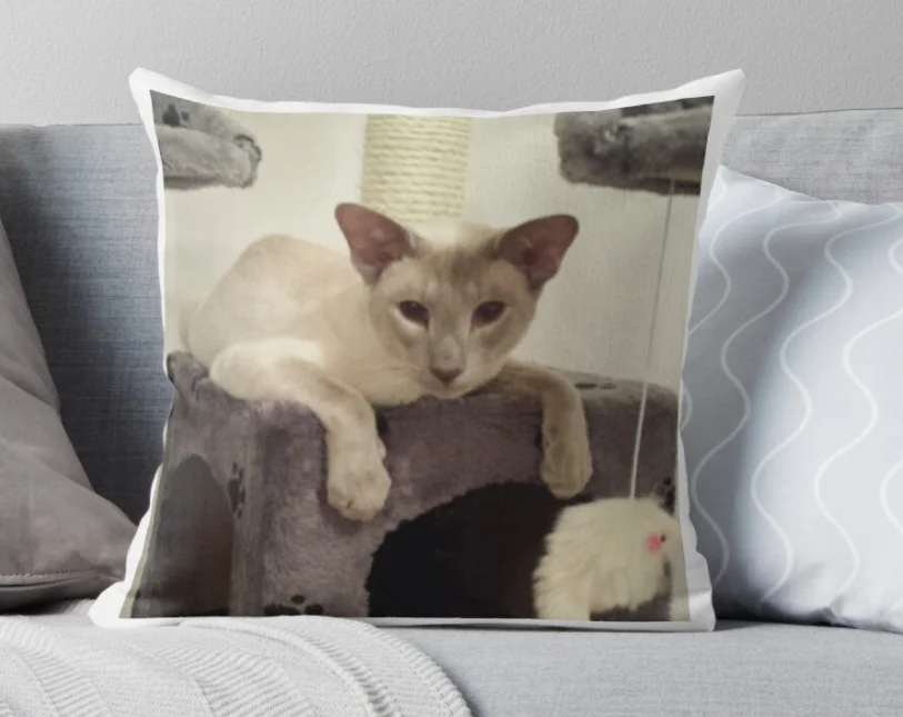 

Gabriel Siamese Cat Tree Mouse Throw Pillow