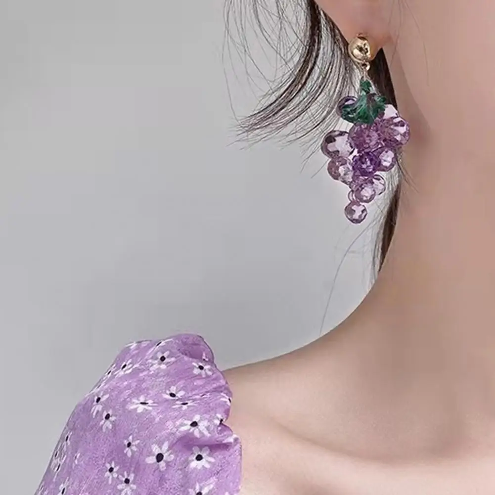 

Hot！Fashion Appearance Women Earrings Grape Shape Japan Korean Style Jewelry Exaggerated Fruit Earrings for Cocktail Party