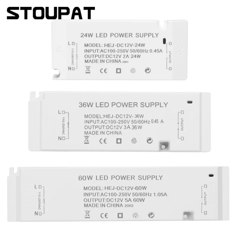 

LED Cabinet Light Power Supply 18/24/36/60/100W Transformer AC 110V 220V to DC 12V Constant Voltage Source Adapter for LED Strip