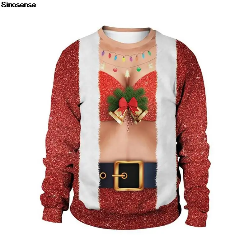

Men Women Funny Ugly Christmas Sweater Unisex Crewneck Graphic Sweatshirt 3D Novelty Printed Holiday Party Xmas Jumper Tops