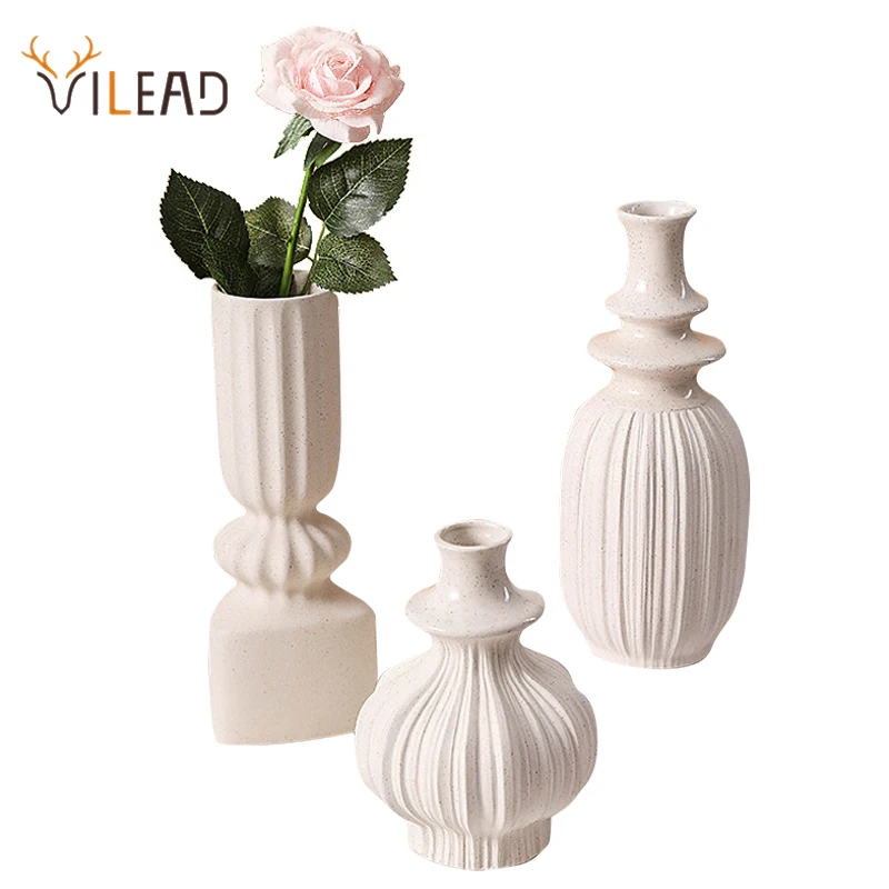 

Vilead Ceramic Vase Nordic Style White Arts Decorative Office Desktop Interior Balcony Living Room Table Ornaments for Home