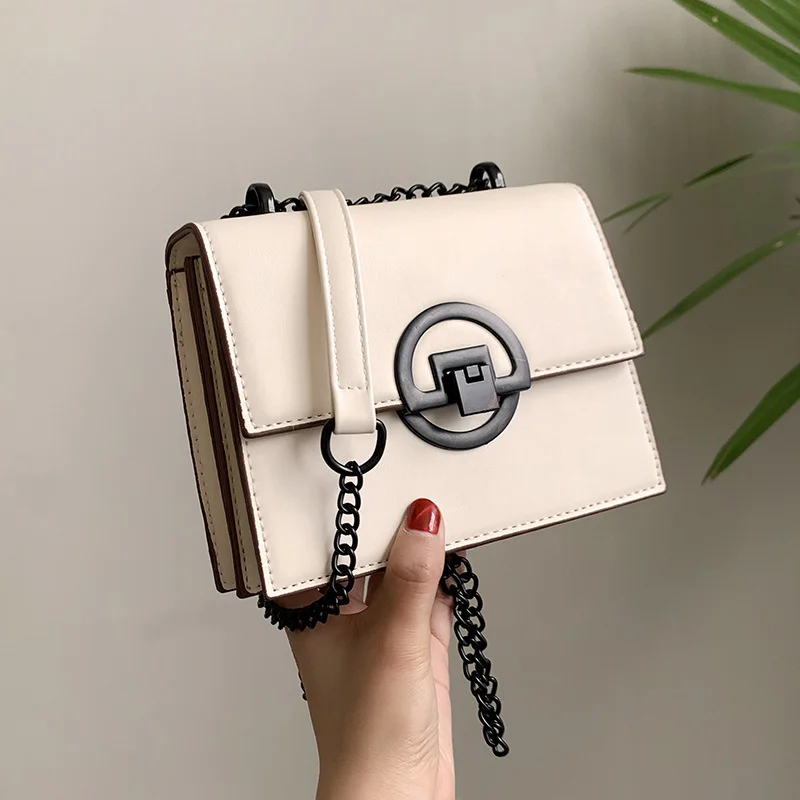 

Bag Female 2022 New Fashion Simple Fashion Chain Messenger Bag Solid Color Lock Single Shoulder Small Square Bag Women's Wallet
