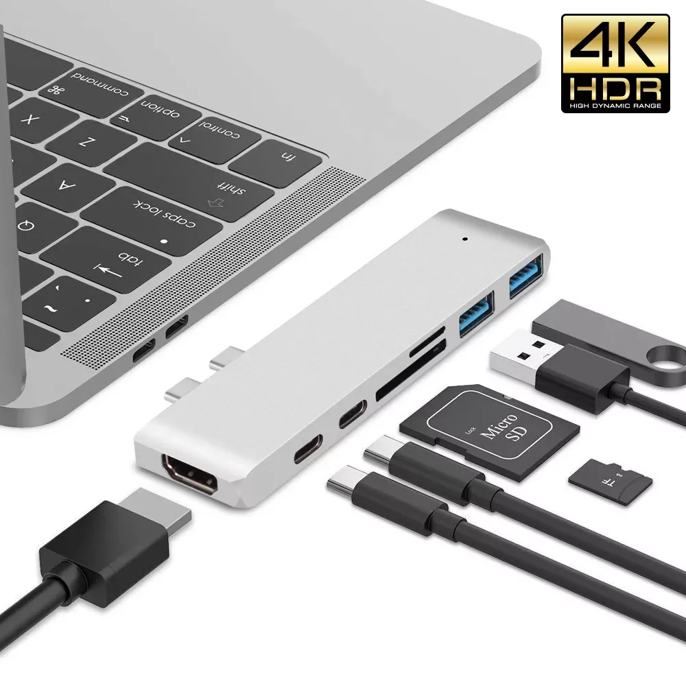 

2023 trend 3.1 Type-C Hub to HDMI Adapter 4K Thunderbolt 3 USB C Hub With Hub 3.0 TF SD Reader Slot PD For MacBook Air Pro 2020