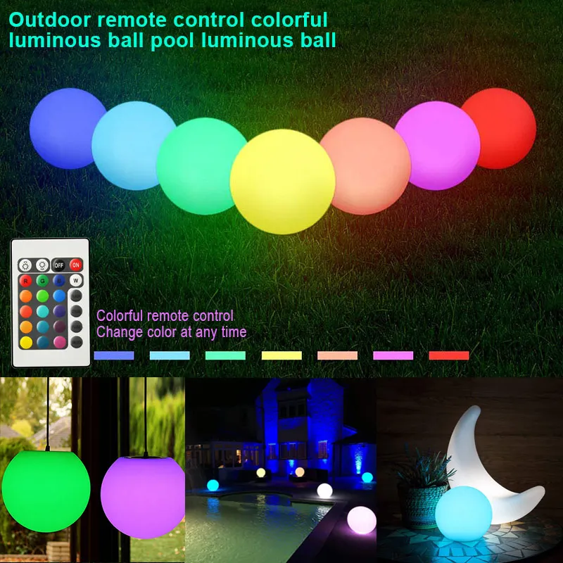 

LED Outdoor Waterproof Light Ball Multicolor Remote Cordless Night Lights Control Rechargeable Pool Floating Orb