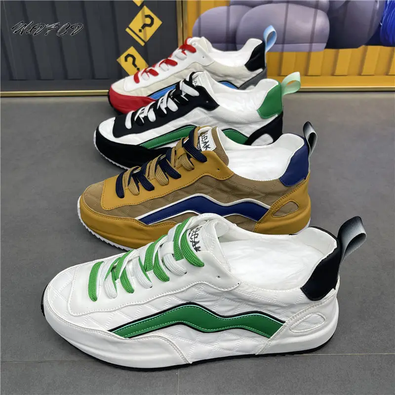 

Men Chunky Sneakers Fashion Casual Microfiber Leather Fabric Breathable Increased Internal Cover Bottom Platform Board Shoes