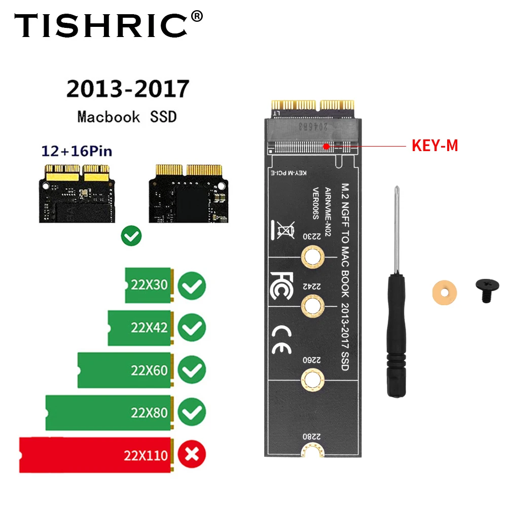 TISHRIC AIRNVME-N02 VER006S M.2 NVME KEY-M M.2 NGFF для MAC BOOK 2013-2017 SSD, переходная карта M.2, интерфейсы Φ PCIE