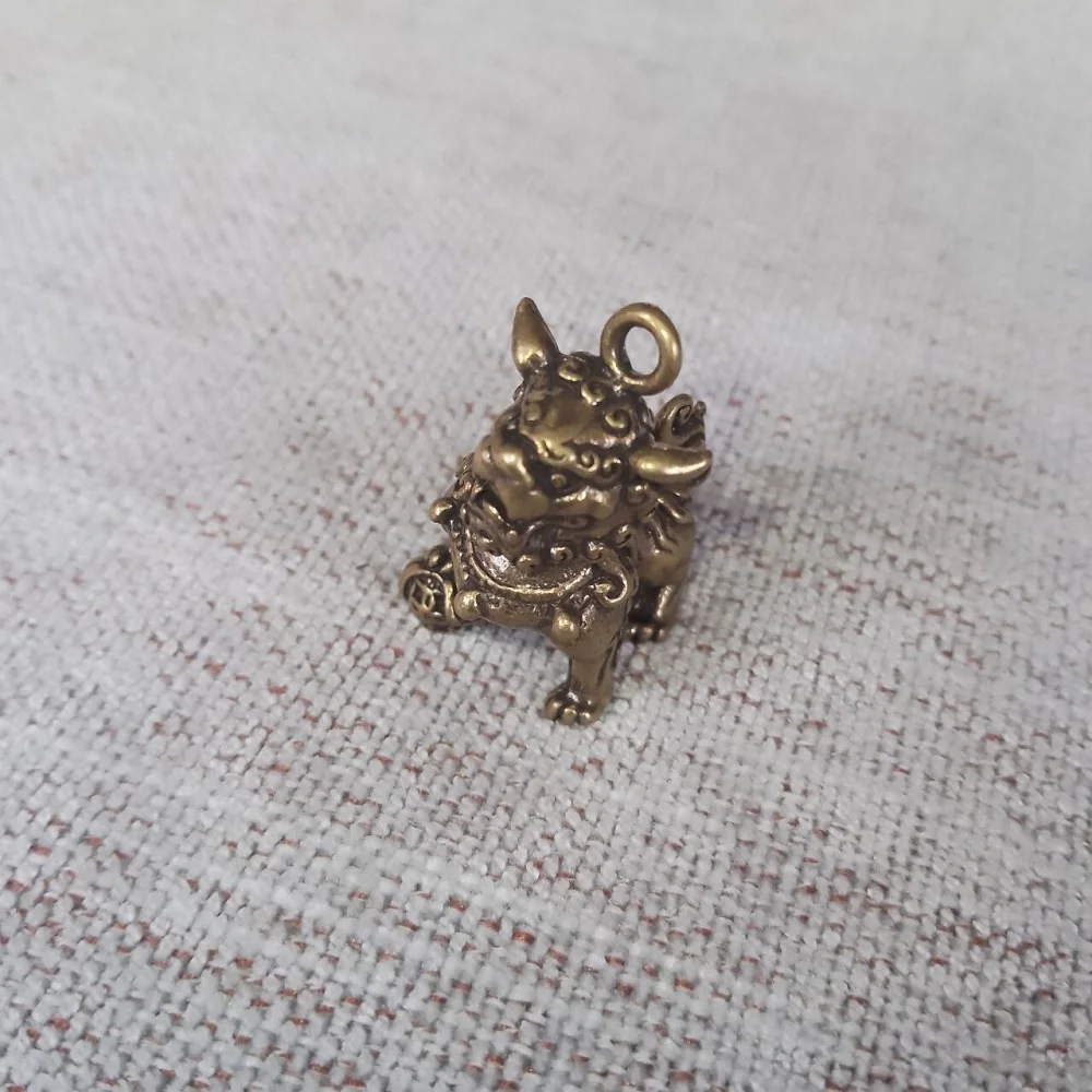Китайский мифологический талисман, животные, Храбрые войска, античный латунный брелок для ключей, украшение, миниатюрный подвесной брелок P044
