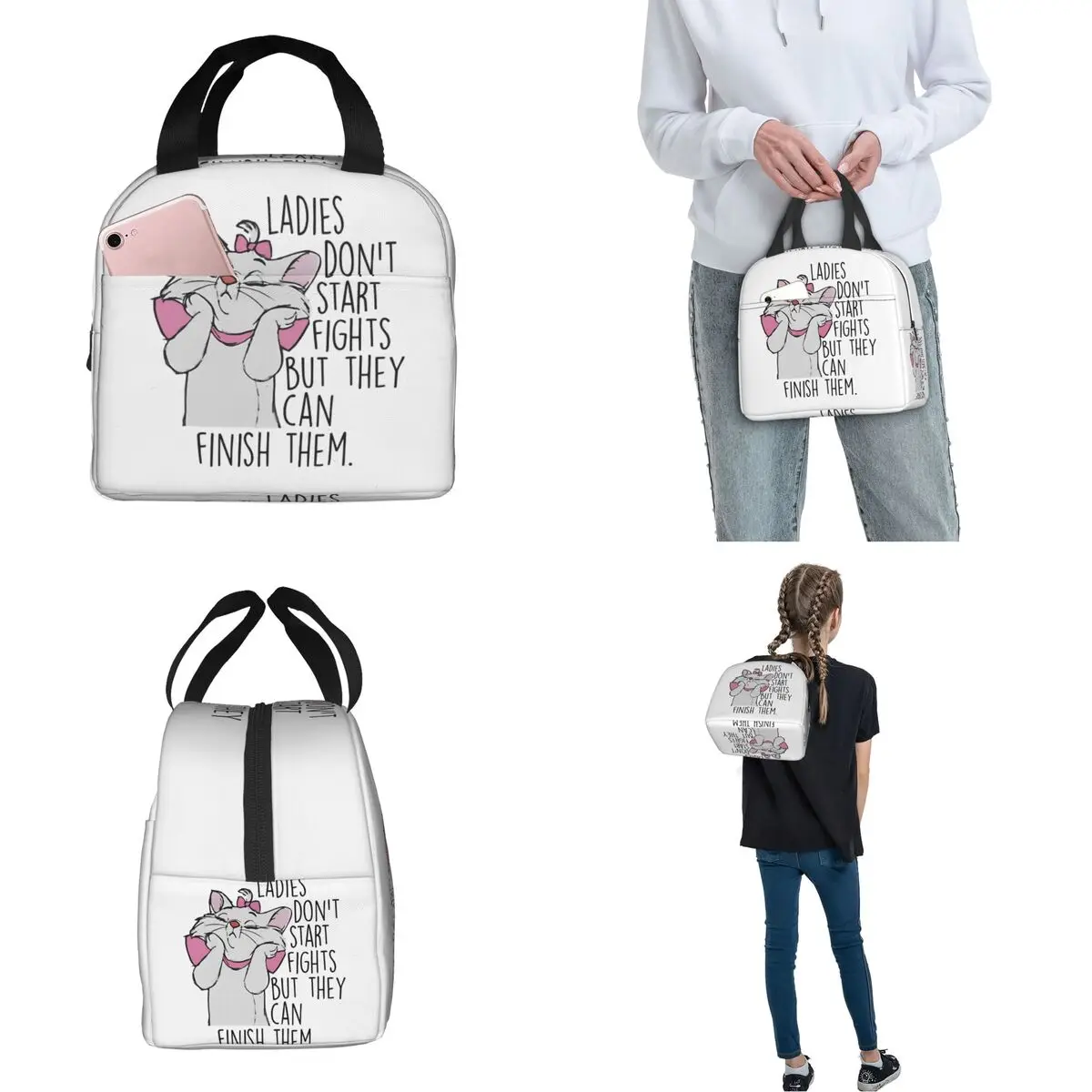 Фотоизолированная сумка для ланча с милым котенком Термосумка контейнер еды