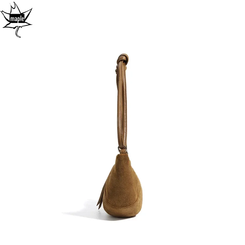 Женская сумка-Кроссбоди из натуральной замши с круассанами