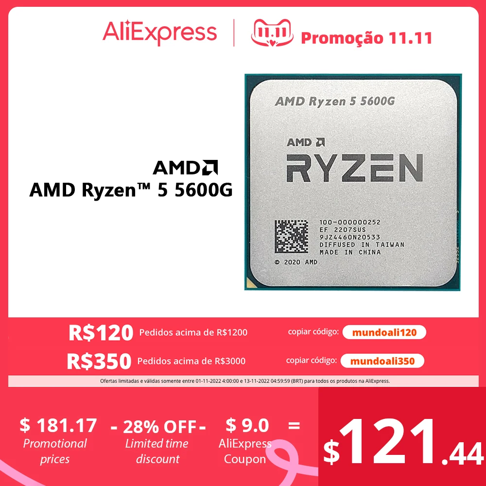 

AMD Ryzen 5 5600G R5 5600G 3.9GHz Six-Core Twelve-Thread 65W CPU Processor L3=16M 100-000000252 Socket AM4 NO FAN