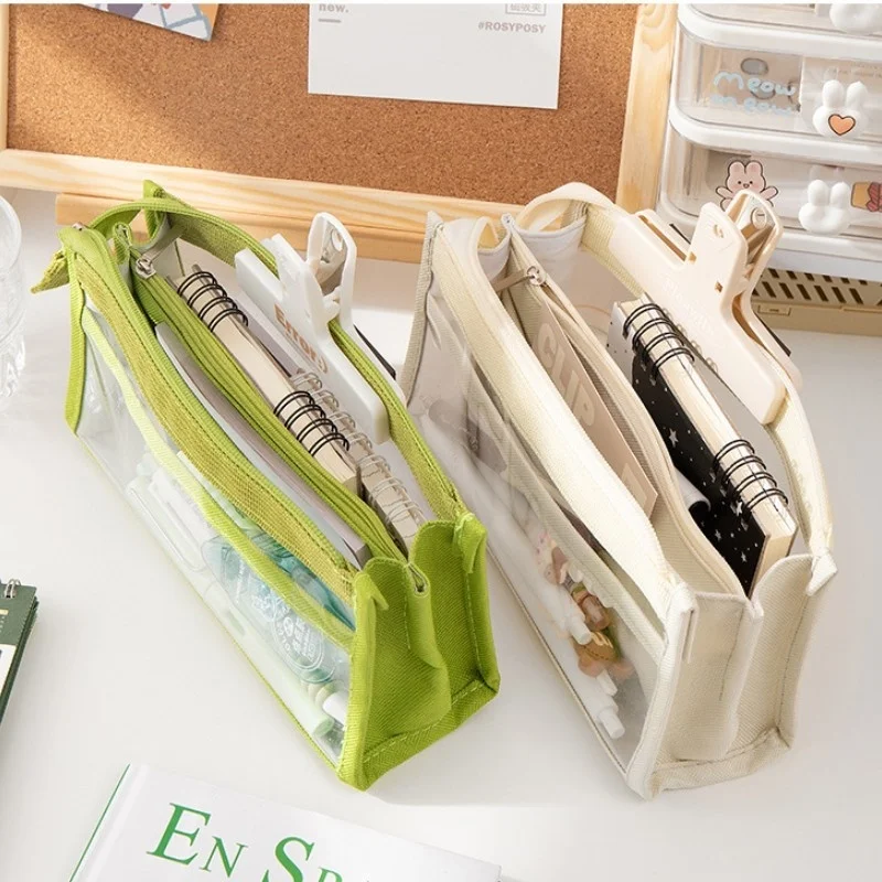 

Students Use Large-capacity Transparent Storage Pencil Bag Multi-compartment Dirt-resistant Waterproof Stationery Bag