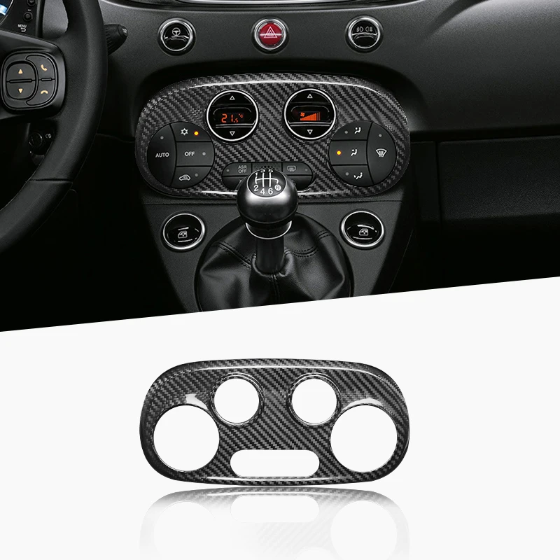Фото Shasha Dry Carbon Fiber, рамка панели кнопки кондиционера для Fiat Abarth 500 2012-2015, аксессуары из углеродного волокна №4