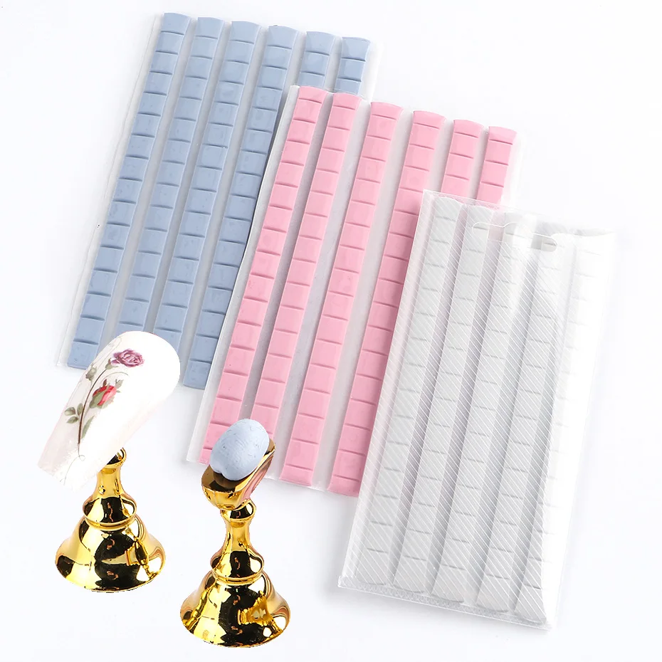 Pink Nail Adhesive Glue Clay Stick Removable Reusable Clay Stand Holder Display Tips Nails Art Practice Tools Manicure TR1783