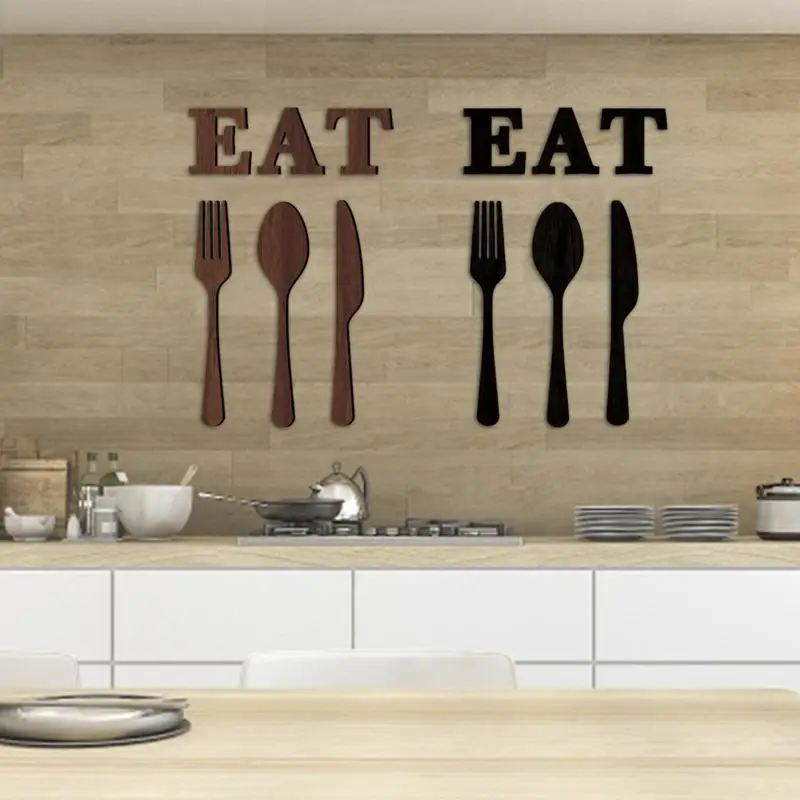 

Eat Sign For Kitchen Wooden Fork Knife Spoon Eat Sign Creative Wall Art Sign For Kitchen Plaque Door Dining Room Decoration