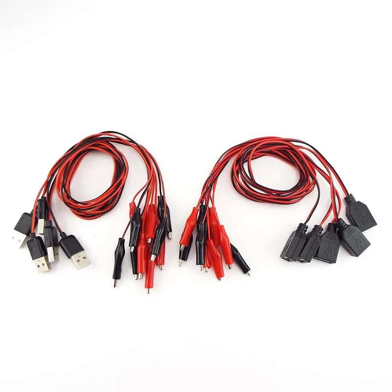 

Alligator Test Clips Clamp to USB Male female Connector cable crocodile electrical clip Power Supply extension wire Adapter 60cm